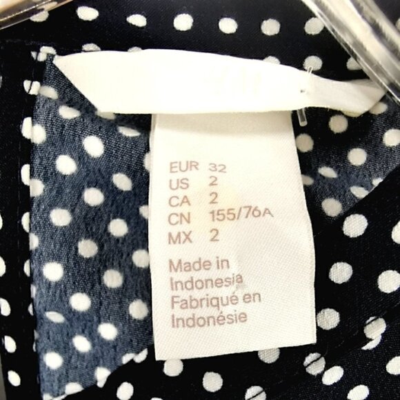 H&M Women's 2 B&W Polka Dot Ruffled B&W Top - Picture 6 of 11